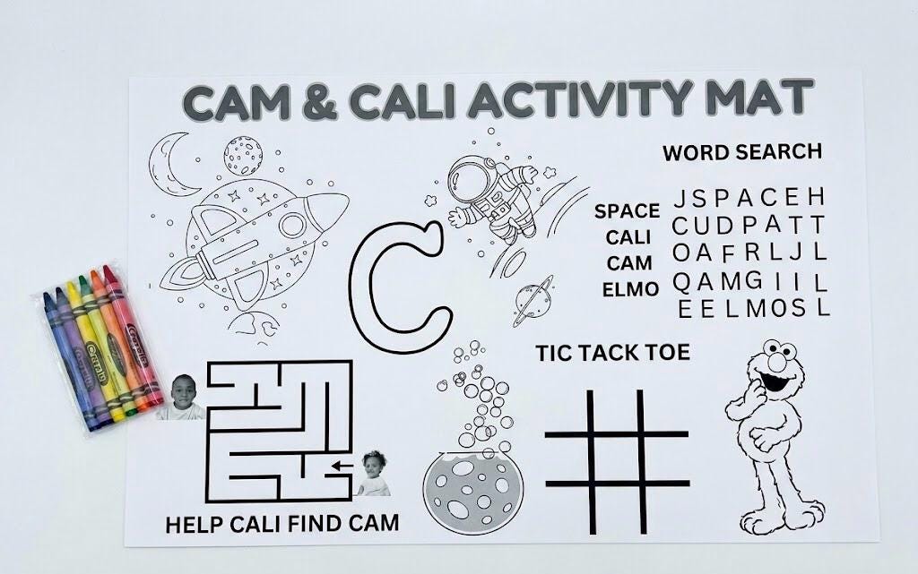 Personalized Kids Activity Mat | Custom Coloring and Activity Placemat | Name, Theme, Photo or Design | Birthday Party, Classroom and Events