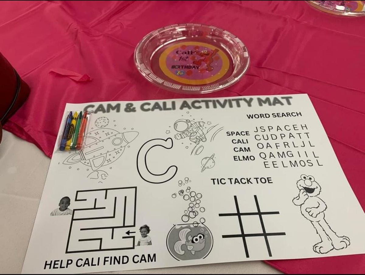 Personalized Kids Activity Mat | Custom Coloring and Activity Placemat | Name, Theme, Photo or Design | Birthday Party, Classroom and Events